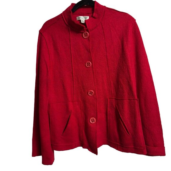 Coldwater Creek‎ Jacket Blazer Medium Red Wool Blend 4 Button Long Sleeve - Picture 1 of 7